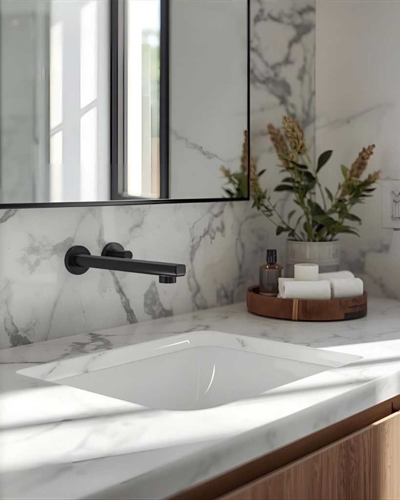 Bathroom with marble worktop in Colchester by local builders