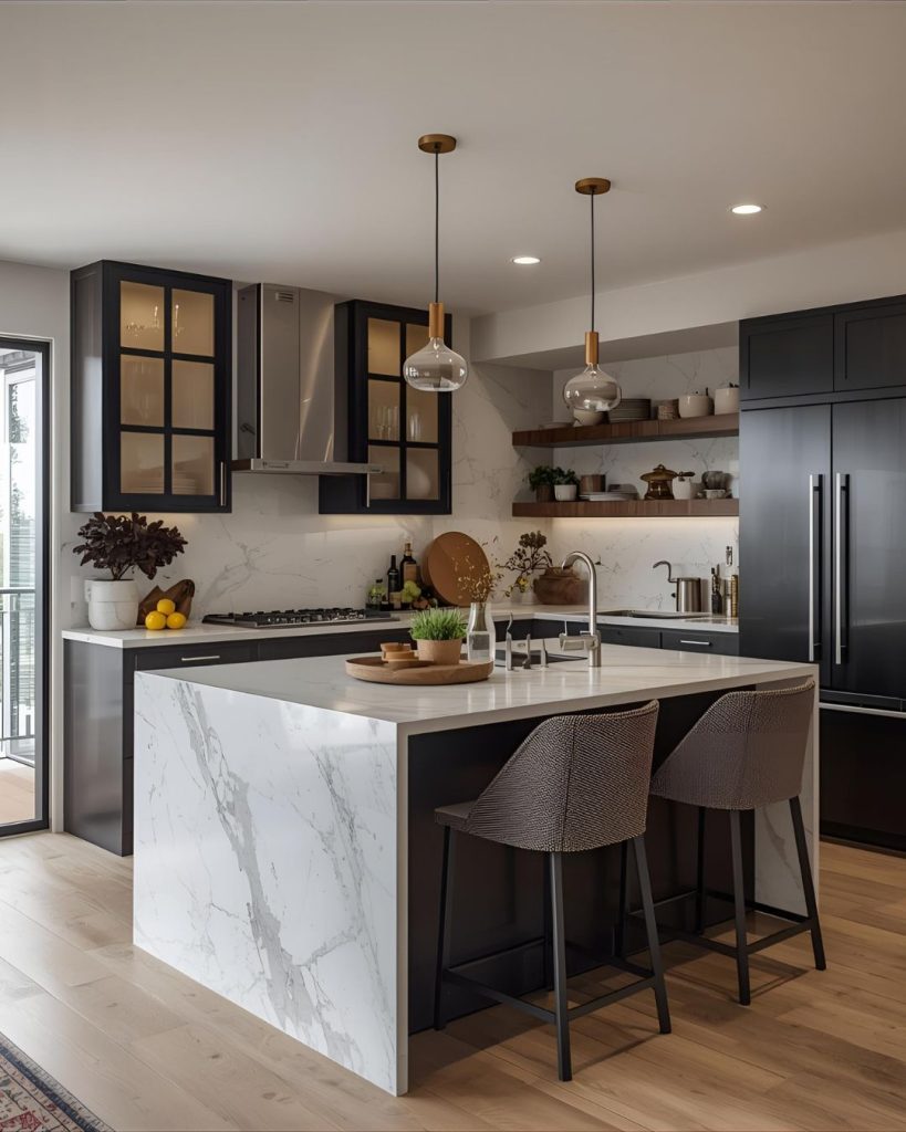 Kitchen design with stone worktop